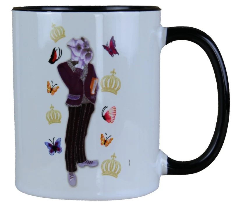 Casa Padrino Luxus Tasse Hund Clever von Harald Glööckler Pompöös - Weiß Schwarz Gold, 9,5 cm x 8,5 cm