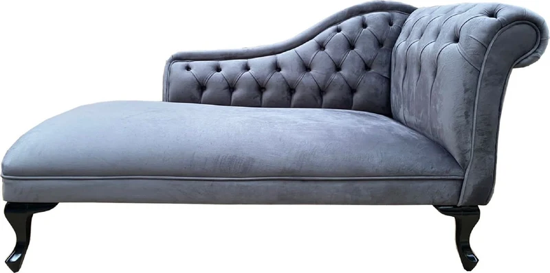 Casa Padrino Barock Chaiselongue Silbergrau / Schwarz - Handgefertigte Massivholz Recamiere - Barock Möbel - Edel & Prunkvoll