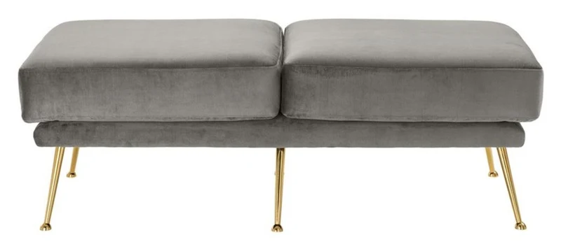 Casa Padrino Luxus Sitzbank Grau / Messingfarben 125 x 58 x H. 45 cm - Designermöbel