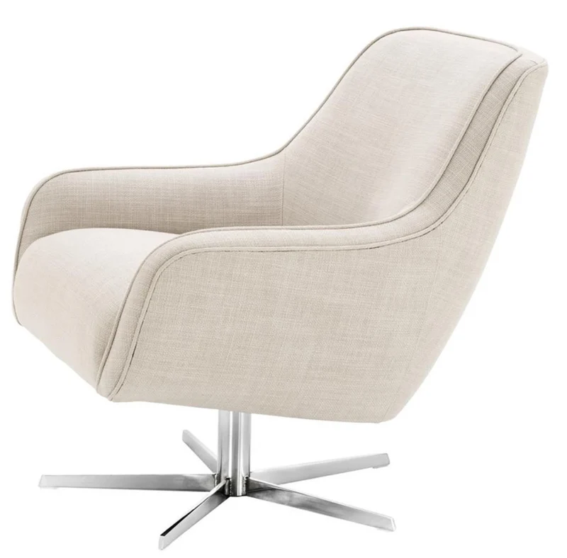 Casa Padrino Drehsessel Naturfarben / Silber 76 x 80 x H. 82 cm - Luxus Möbel
