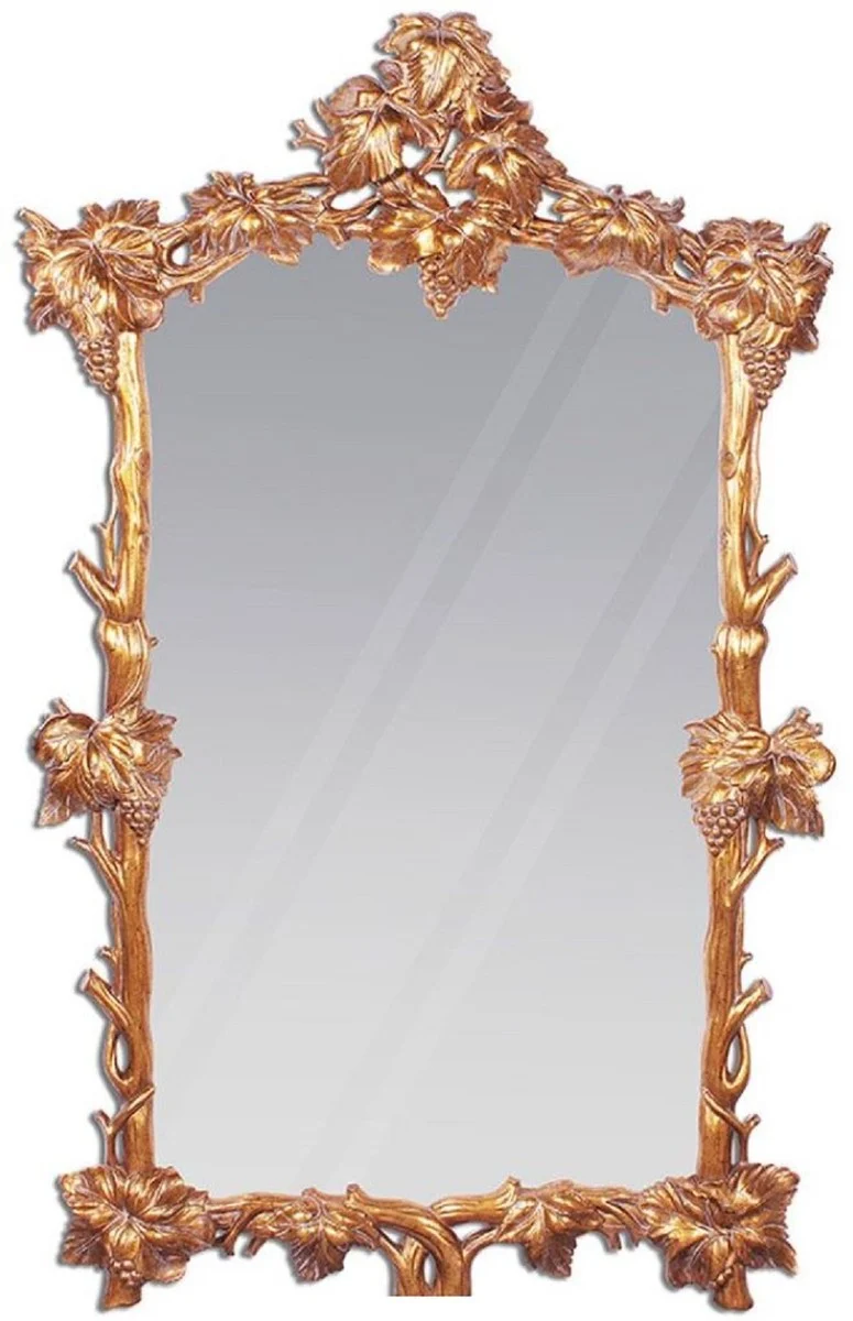 Casa Padrino Luxus Barock Spiegel Kupferfarben / Gold 100 x 8 x H. 160 cm - Prunkvoller handgeschnitzter Mahagoni Wandspiegel im Barockstil - Garderoben Spiegel - Wohnzimmer Spiegel - Barock Möbel