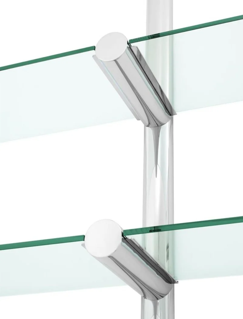 Casa Padrino Luxus Wandregal / Bücherregal in Silber - Edelstahl poliert und Glas - 211,5 x 33 x H. 228 cm