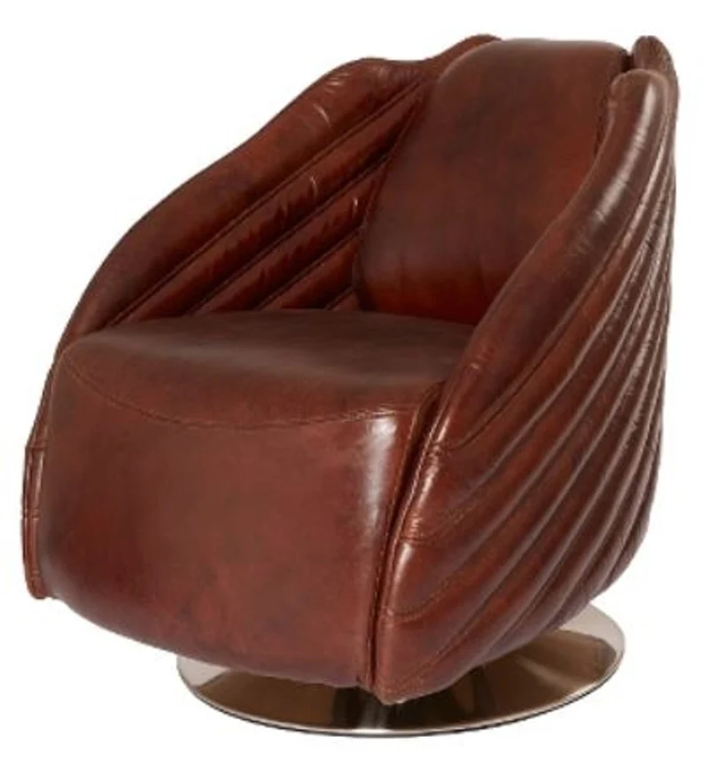 Casa Padrino Luxus Drehsessel im Art Deco Design - Dunkelbraun / Silber - 69 x 97 x H. 79 cm