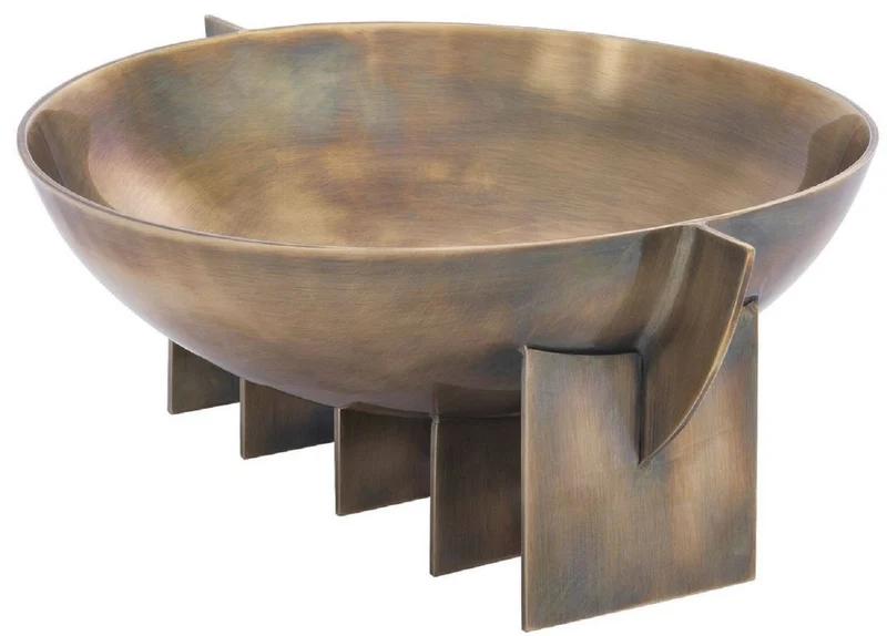 Casa Padrino Luxus Edelstahl Deko Schale Vintage Messingfarben 30 x 25 x H. 11,5 cm - Edle Obstschale - Hotel & Restaurant Deko Accessoires