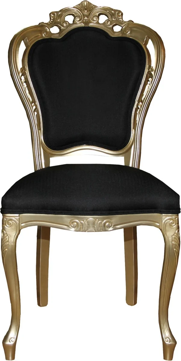 Casa Padrino Barock Luxus Esszimmerset Schwarz/Gold - Barock Esstisch + 6 Stühle - Luxus Qualität - Limited Edition