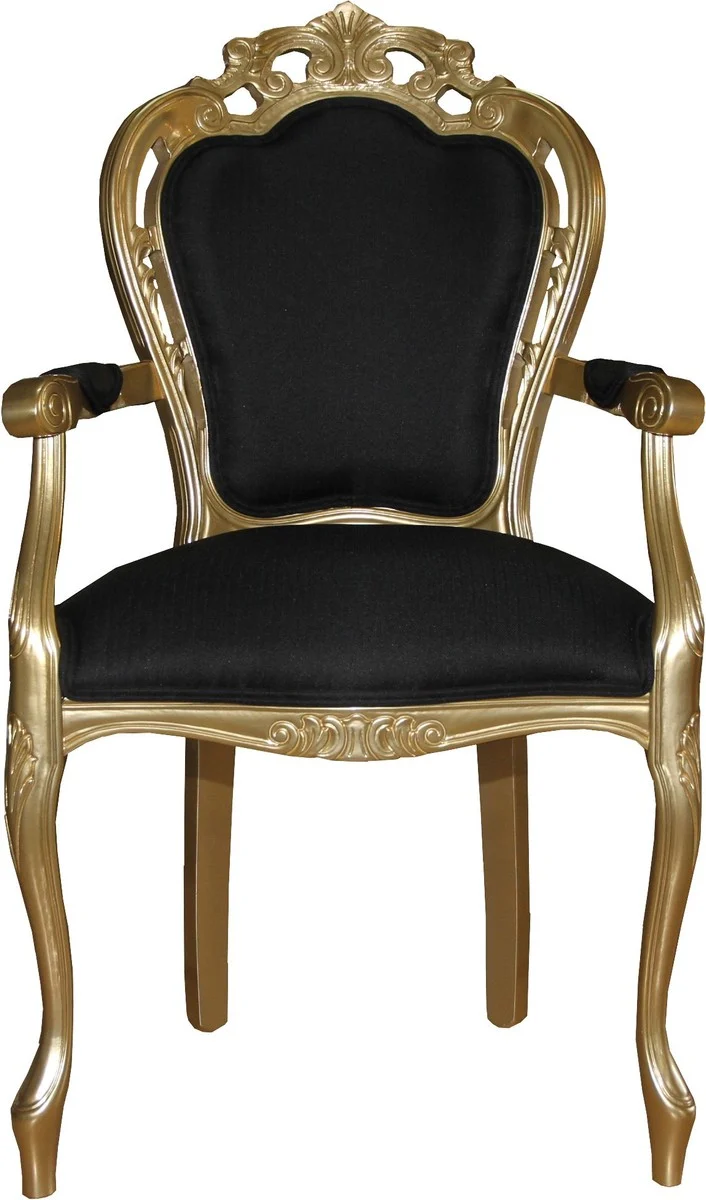 Casa Padrino Barock Luxus Esszimmerset Schwarz/Gold - Barock Esstisch + 6 Stühle - Luxus Qualität - Limited Edition