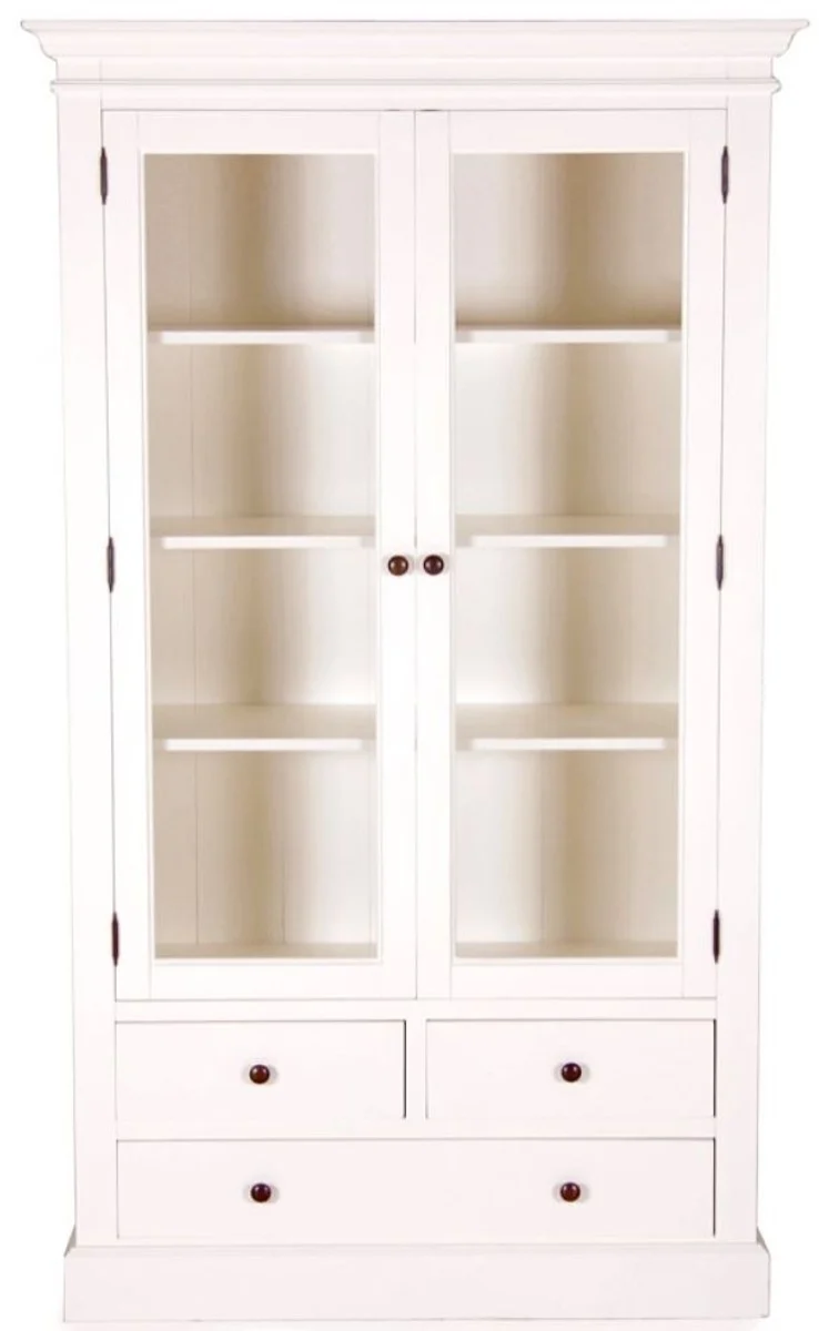 Casa Padrino Landhausstil Vitrinenschrank Antik Weiß 110 x 45 x H. 190 cm - Handgefertigte Shabby Chic Vitrine