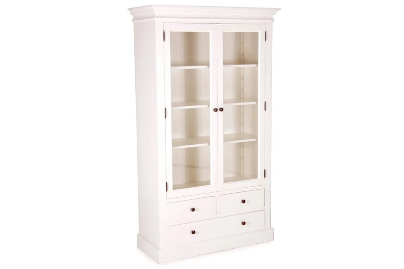 Casa Padrino Landhausstil Vitrinenschrank Antik Weiß 110 x 45 x H. 190 cm - Handgefertigte Shabby Chic Vitrine