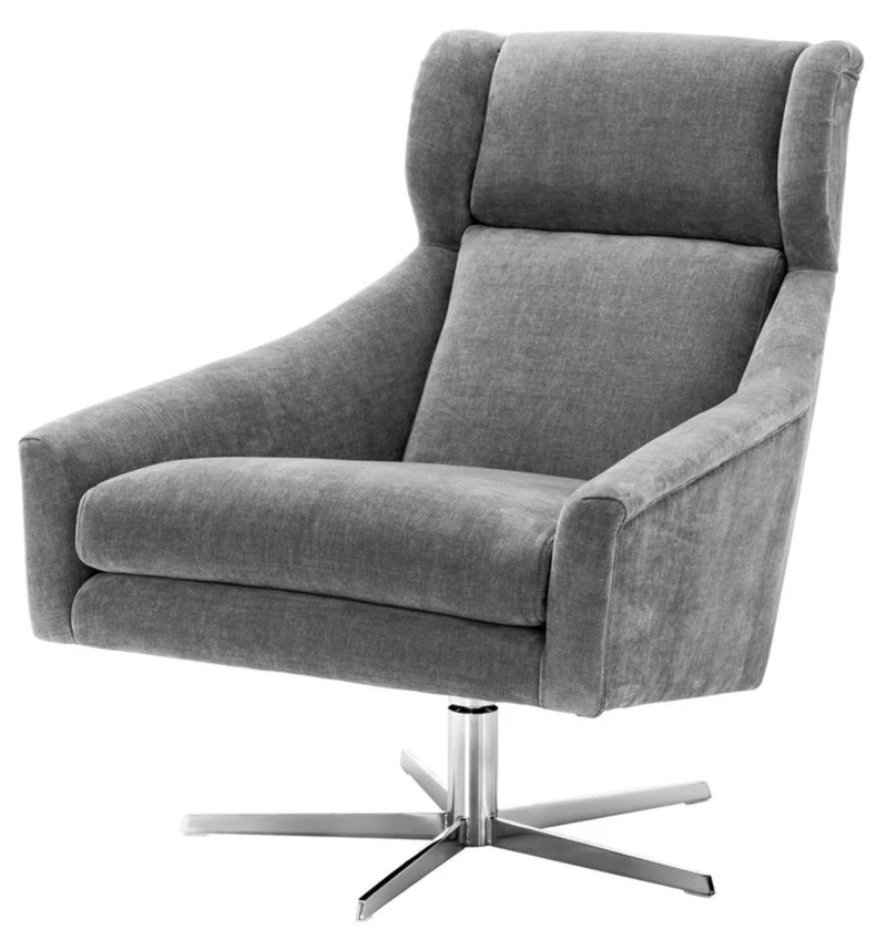 Casa Padrino Drehsessel Grau / Silber 76 x 98 x H. 94,5 cm - Luxus Möbel
