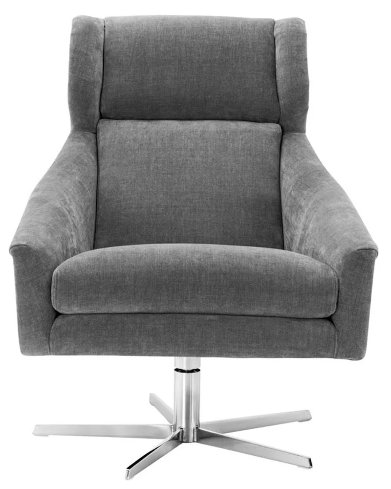 Casa Padrino Drehsessel Grau / Silber 76 x 98 x H. 94,5 cm - Luxus Möbel