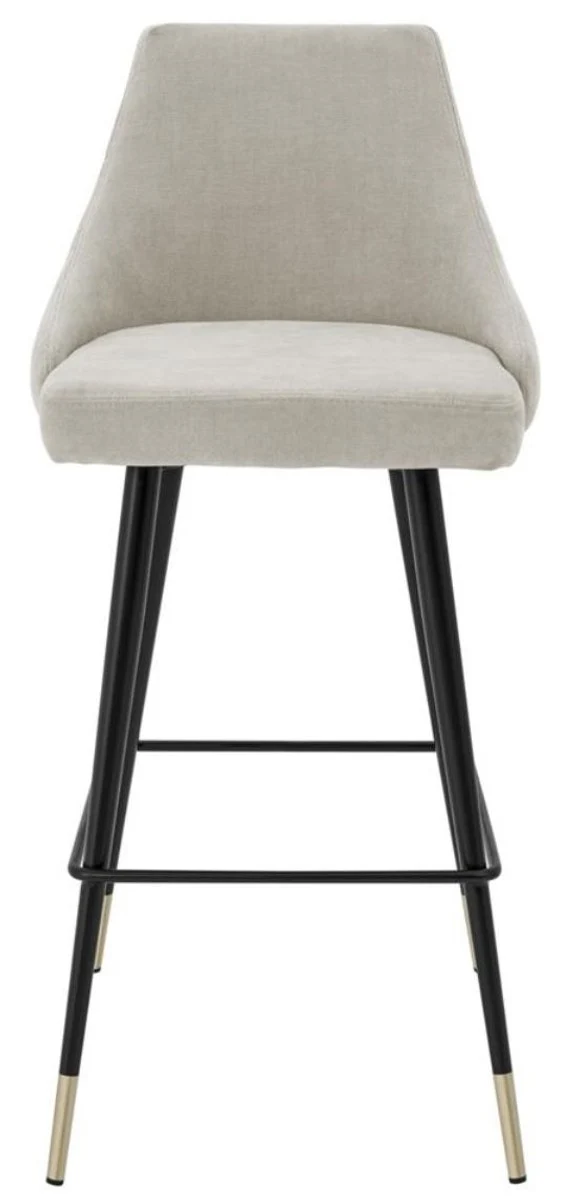 Casa Padrino Luxus Barstuhl Sandfarben / Schwarz 47 x 52 x H. 101 cm - Edles Design für exklusive Räume