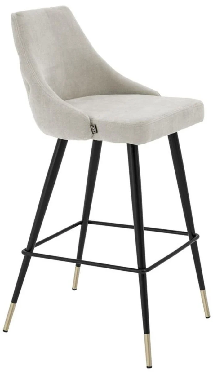 Casa Padrino Luxus Barstuhl Sandfarben / Schwarz 47 x 52 x H. 101 cm - Edles Design für exklusive Räume