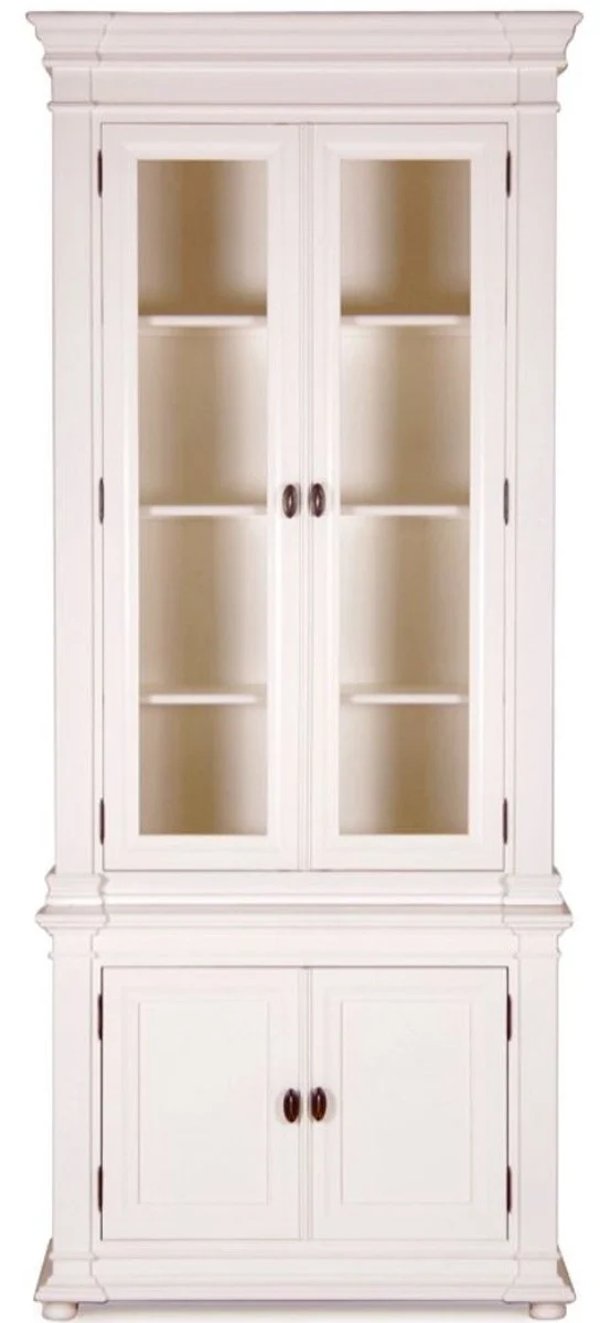 Casa Padrino Landhausstil Vitrinenschrank Antik Weiß 100 x 50 x H. 242 cm - Handgefertigte Shabby Chic Vitrine