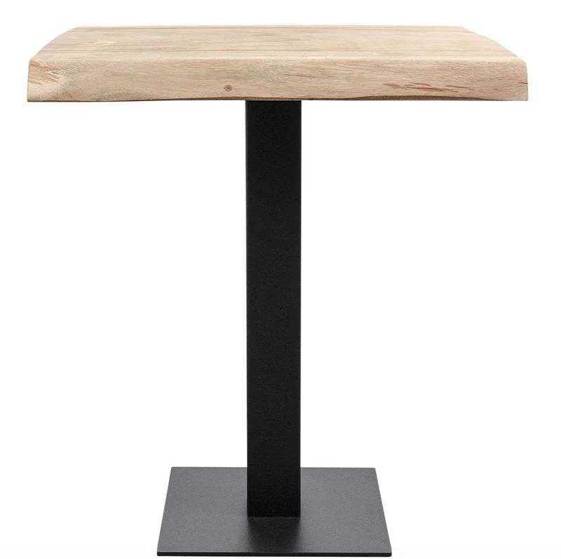 Casa Padrino Luxus Bartisch aus massivem Soar-Holz, Naturfarben und Schwarz, 90-95 x 90-95 x 107 cm