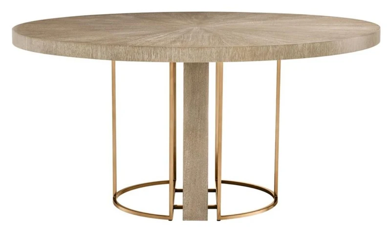 Casa Padrino Luxus Esstisch Braun / Messing Ø 150 x H. 75 cm - Luxus Qualität