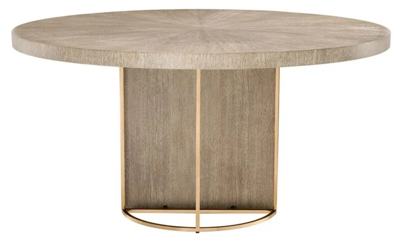 Casa Padrino Luxus Esstisch Braun / Messing Ø 150 x H. 75 cm - Luxus Qualität