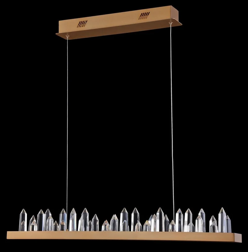 Casa Padrino LED Hängeleuchte in Messingfarben mit Kristallglaszacken, 80 x 9 x H. 10,4 cm