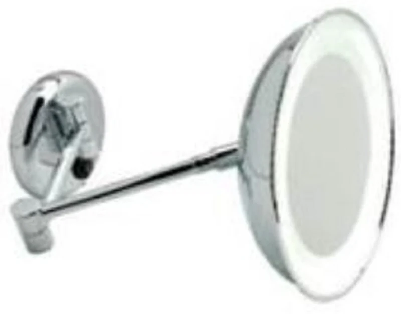 Casa Padrino Luxus LED Kosmetik Spiegel Silber Ø 22 x 40 cm - Verstellbarer Kosmetik Wandspiegel - Verchromter Badezimmer Schmink Spiegel - Luxus Badezimmer Accessoires