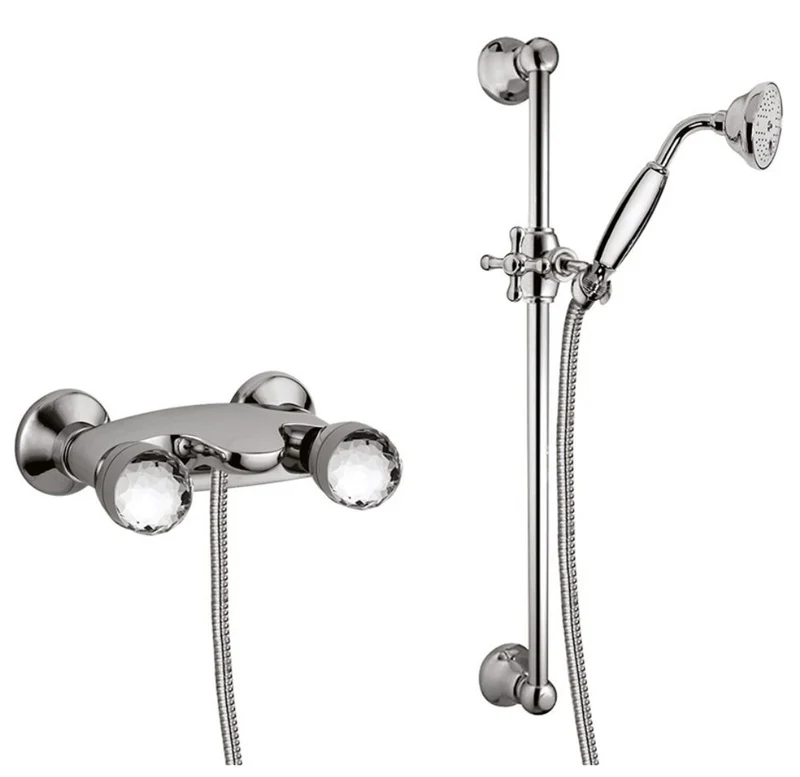 Casa Padrino Luxus Duschgarnitur im neoklassischen Design mit Swarovski Kristallglas in Silber