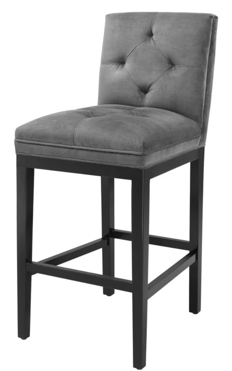 Casa Padrino Luxus Barstuhl Dunkelgrau / Schwarz 51 x 63 x H. 110 cm - Hotel Restaurant Club Möbel