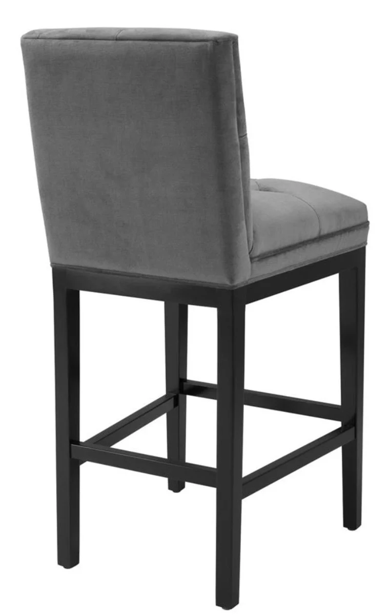 Casa Padrino Luxus Barstuhl Dunkelgrau / Schwarz 51 x 63 x H. 110 cm - Hotel Restaurant Club Möbel