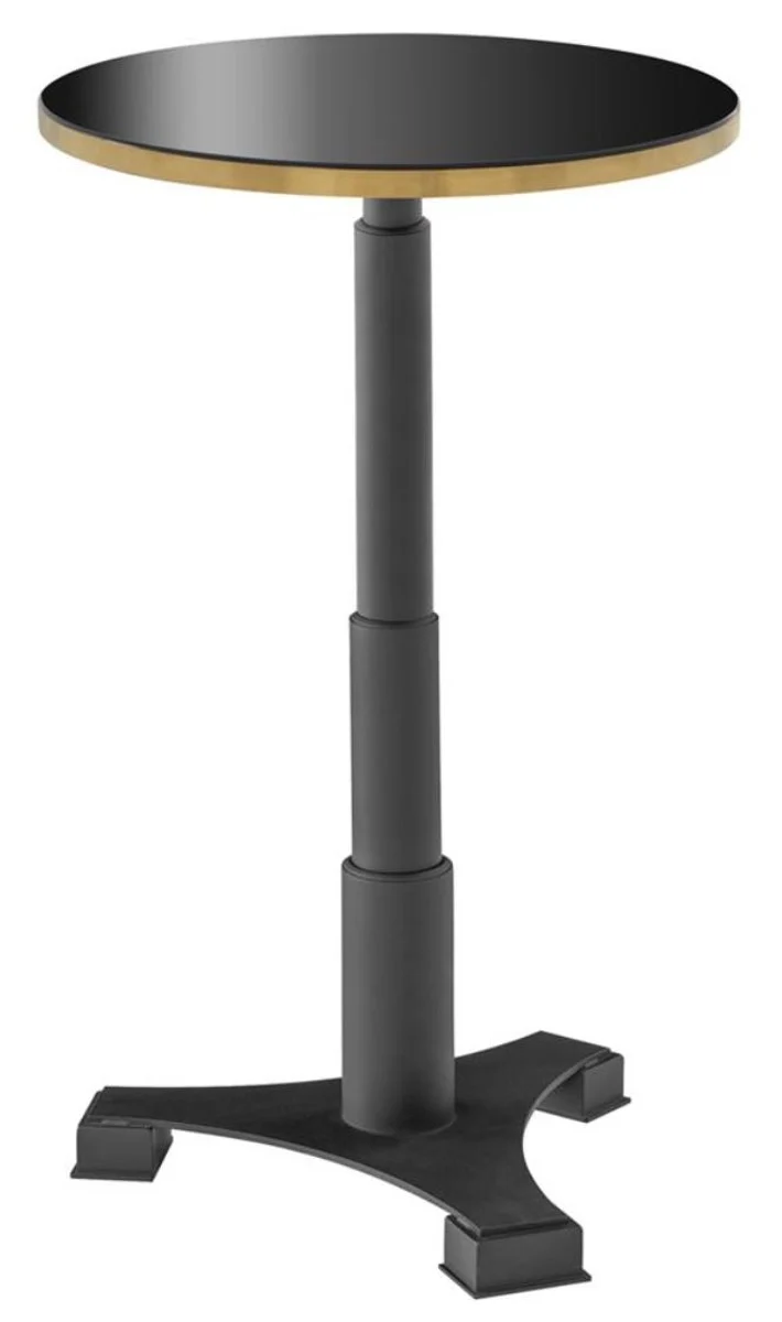 Casa Padrino Luxus Bartisch Rund Schwarz / Messingfarben Ø 60 x H. 110 cm - Edler Stehtisch