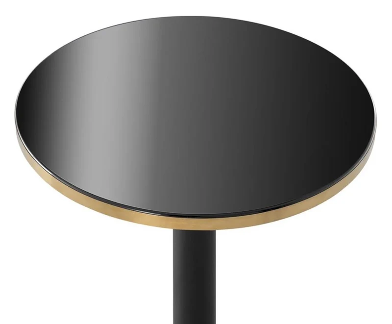 Casa Padrino Luxus Bartisch Rund Schwarz / Messingfarben Ø 60 x H. 110 cm - Edler Stehtisch