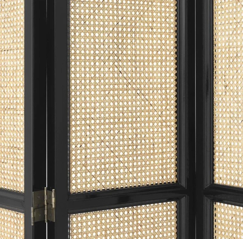 Casa Padrino Luxus Raumteiler Schwarz / Naturfarben 163 x H. 225 cm - Limited Edition