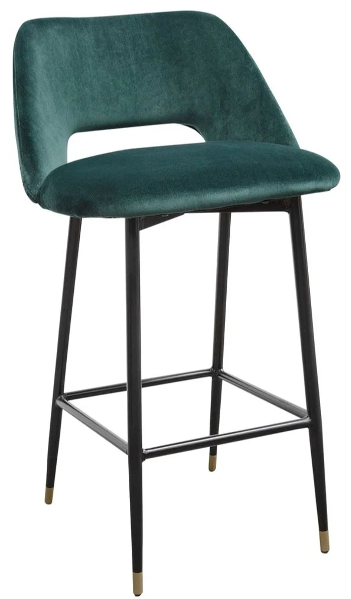 Casa Padrino Luxus Barstuhl Grün / Schwarz 55 x 58 x H. 97 cm - Luxus Barmöbel