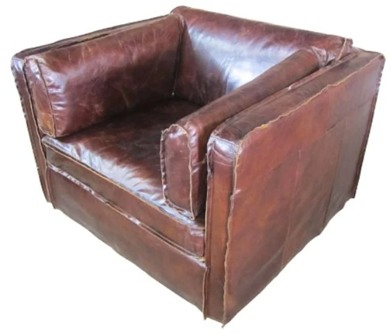 Casa Padrino Luxus Ledersessel im englischen Stil Dunkelbraun 106 x 99 x H. 73 cm - Echtleder Möbel