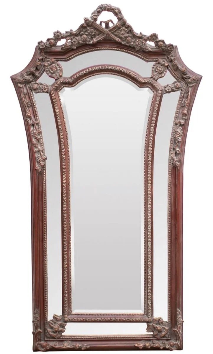 Casa Padrino Barock Wandspiegel Rotbraun 115 x H. 207 cm - Barockstil Spiegel