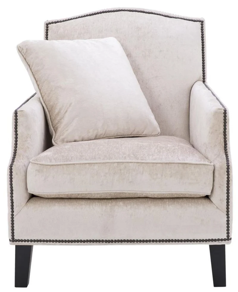 Casa Padrino Luxus Wohnzimmer Sessel Creme / Schwarz 79 x 98 x H. 90 cm - Limited Edition
