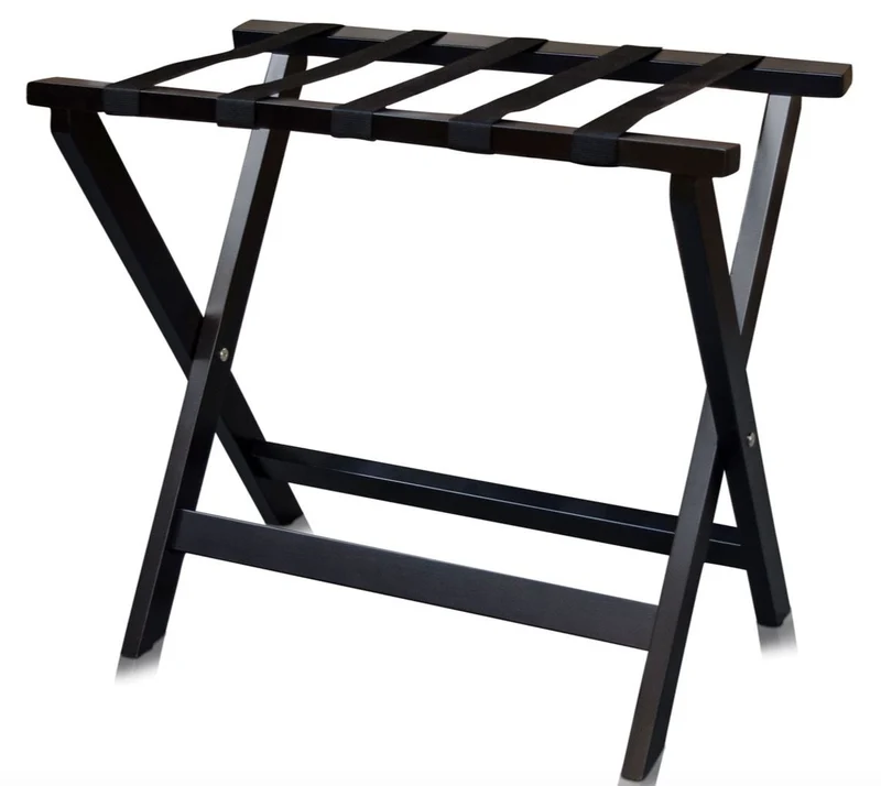 Casa Padrino Luxus Kofferständer Gepäckablage aus Buchenholz und Kunstleder in Schwarz 70 x 41 x H. 61 cm