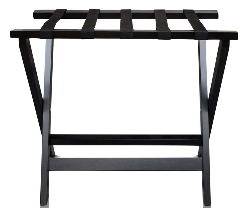 Casa Padrino Luxus Kofferständer Gepäckablage aus Buchenholz und Kunstleder in Schwarz 70 x 41 x H. 61 cm