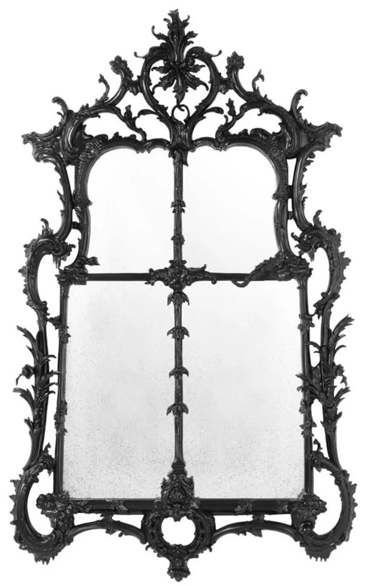 Casa Padrino Luxus Barockstil Wohnzimmer Wandspiegel Schwarz 102 x H. 174 cm - Limited Edition
