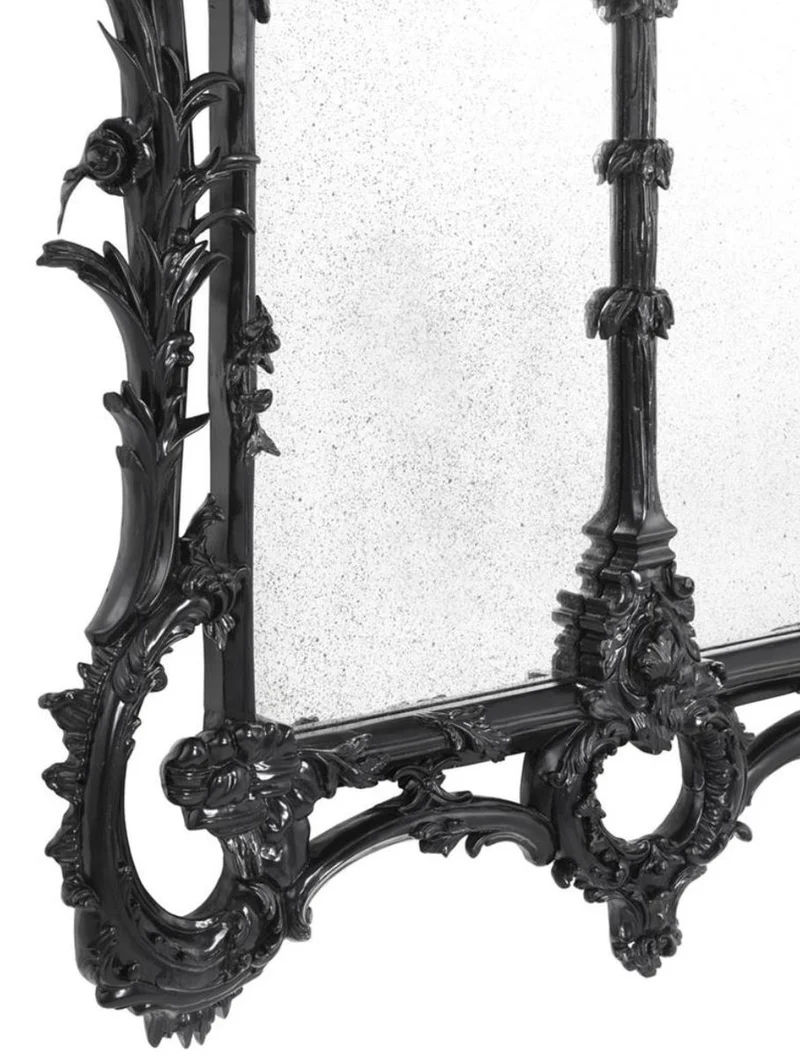 Casa Padrino Luxus Barockstil Wohnzimmer Wandspiegel Schwarz 102 x H. 174 cm - Limited Edition