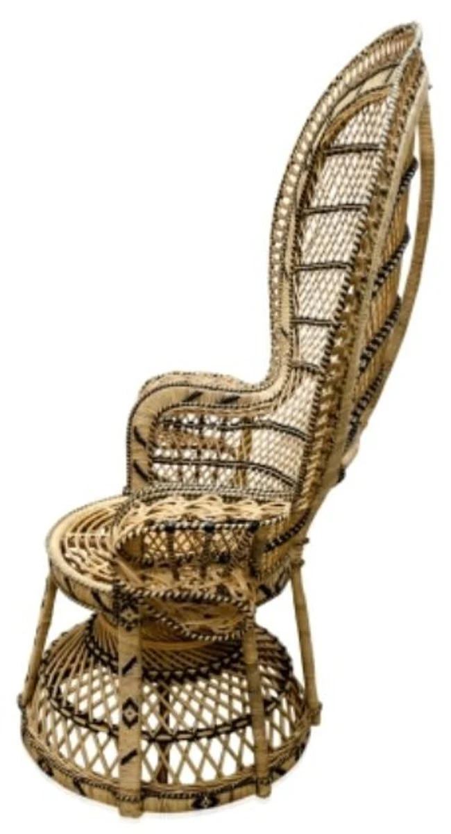Casa Padrino Luxus Rattan Sessel Naturfarben 114 x 80 x H. 150 cm - Vintage Möbel
