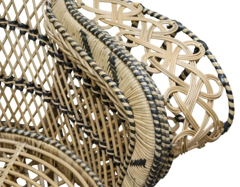 Casa Padrino Luxus Rattan Sessel Naturfarben 114 x 80 x H. 150 cm - Vintage Möbel