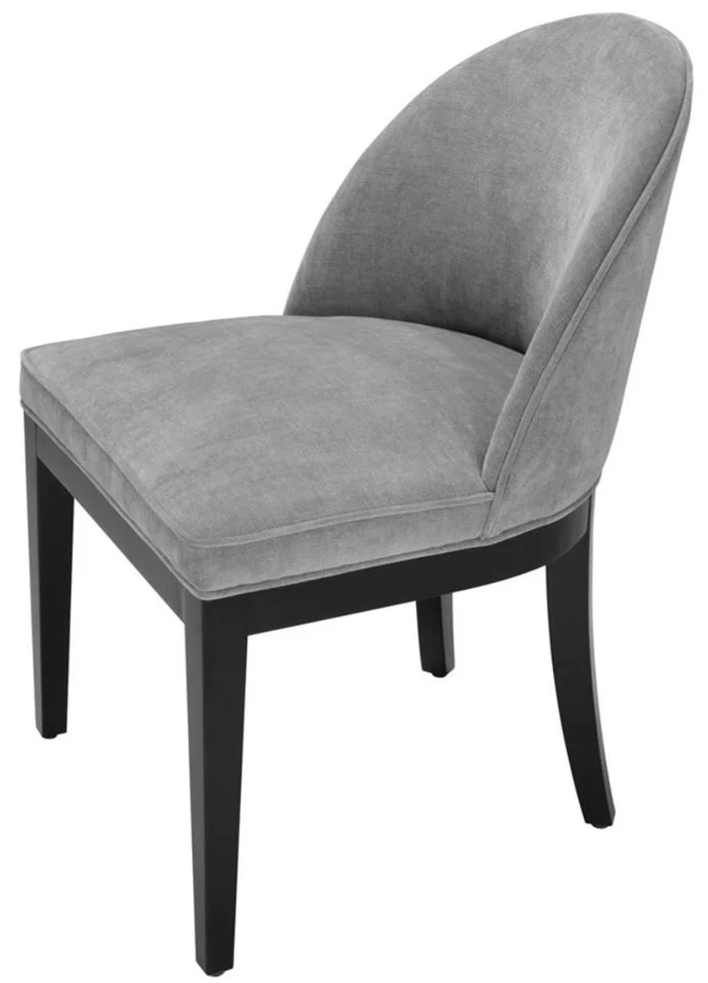 Casa Padrino Luxus Esszimmerstuhl Grau / Schwarz 55 x 61 x H. 84 cm - Luxus Möbel