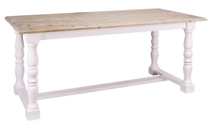 Casa Padrino Landhausstil Esstisch Naturfarben / Weiß 180 x 90 x H. 78 cm - Landhausstil Esszimmermöbel