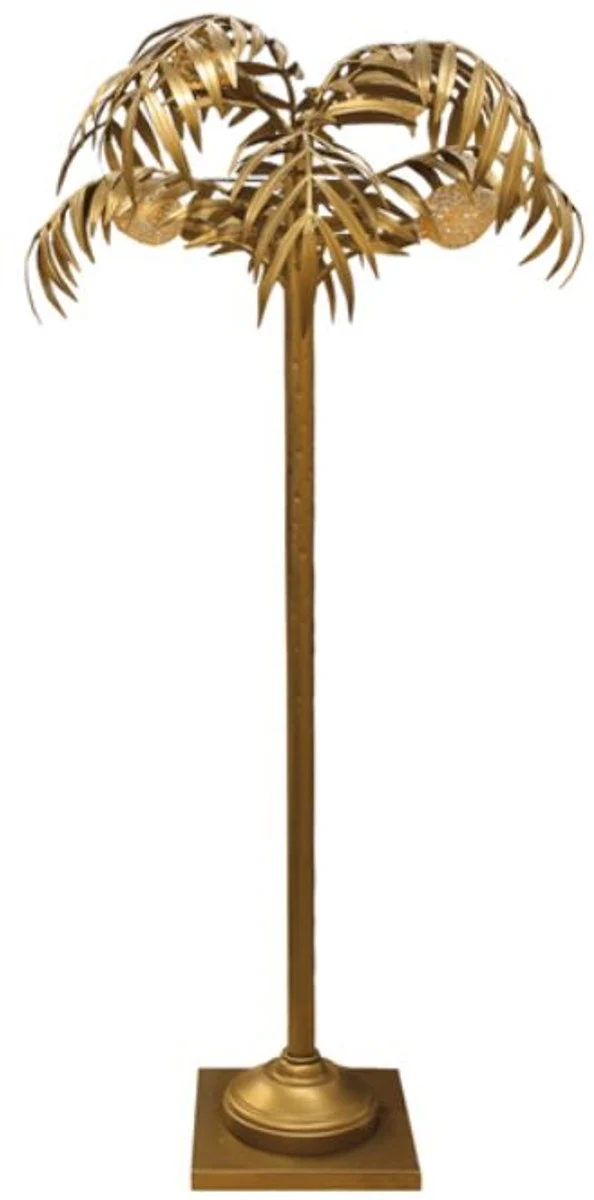 Casa Padrino Designer Stehleuchte Palme Messingfarben Ø 90 x H. 170 cm - Edle Stehlampe im Palmen Design - Luxus Leuchten - Luxus Qualität