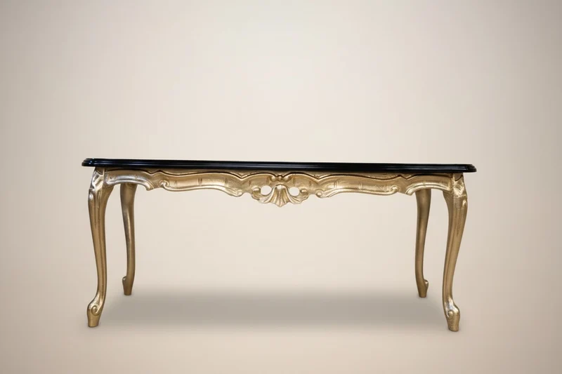 Casa Padrino Barock Couchtisch Pompöös by Harald Glööckler aus Buchenholz Schwarz / Gold 121 x 66 x 47 cm