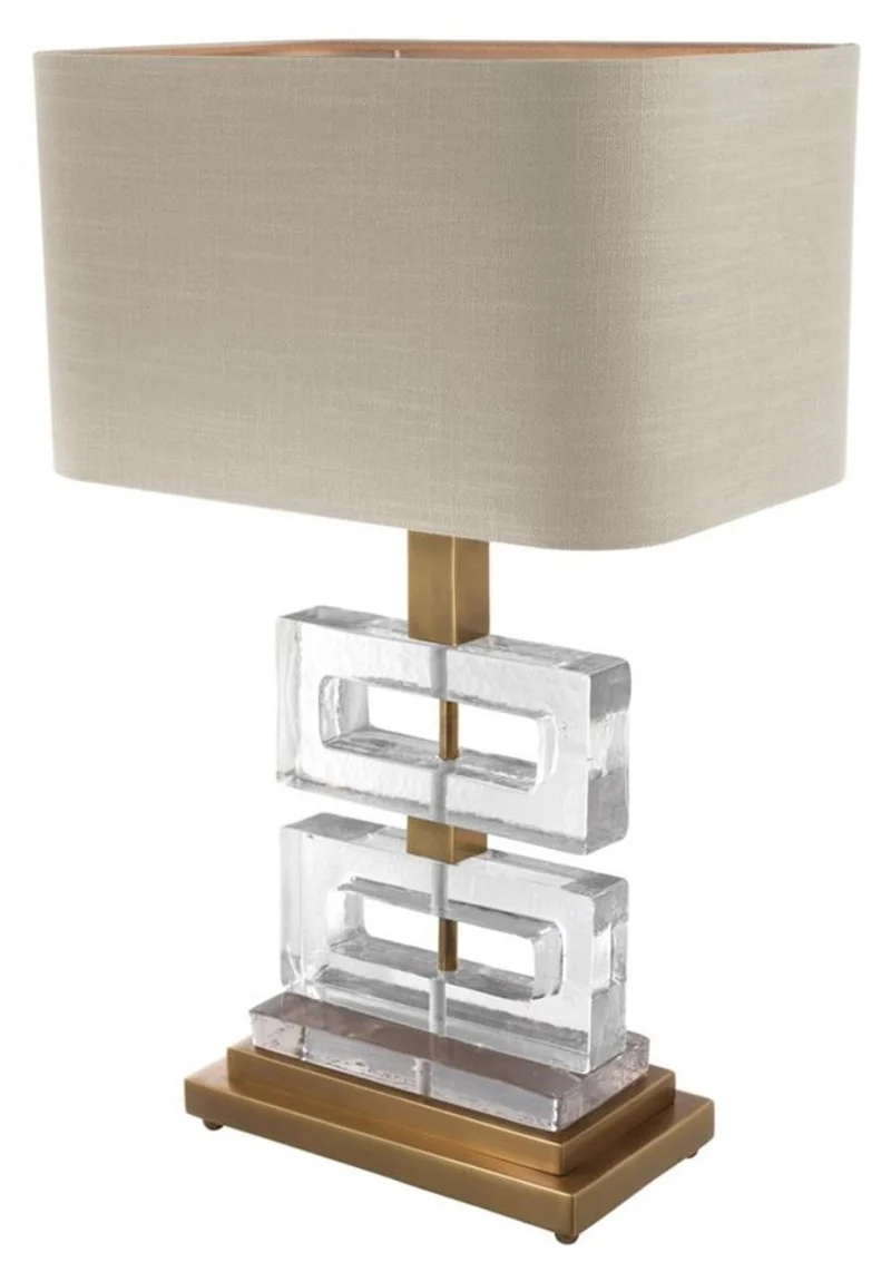 Casa Padrino Luxus Tischleuchte Vintage Messing / Khaki 45 x H. 70 cm - Luxus Kollektion