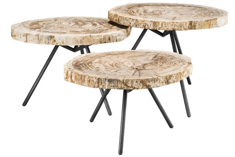 Casa Padrino Luxus Couchtisch 3er Set Braun / Rotguss - Wohnzimmermöbel