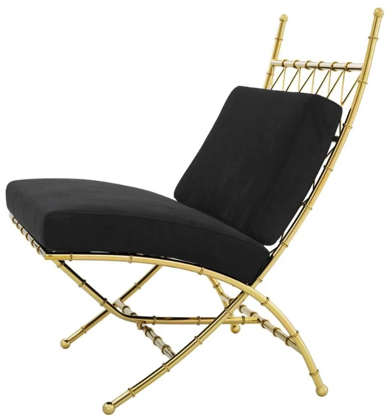 Casa Padrino Luxus Klappstuhl Gold / Schwarz 75 x 81,5 x H. 92 cm - Luxus Möbel