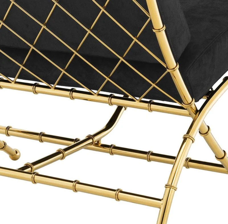 Casa Padrino Luxus Klappstuhl Gold / Schwarz 75 x 81,5 x H. 92 cm - Luxus Möbel