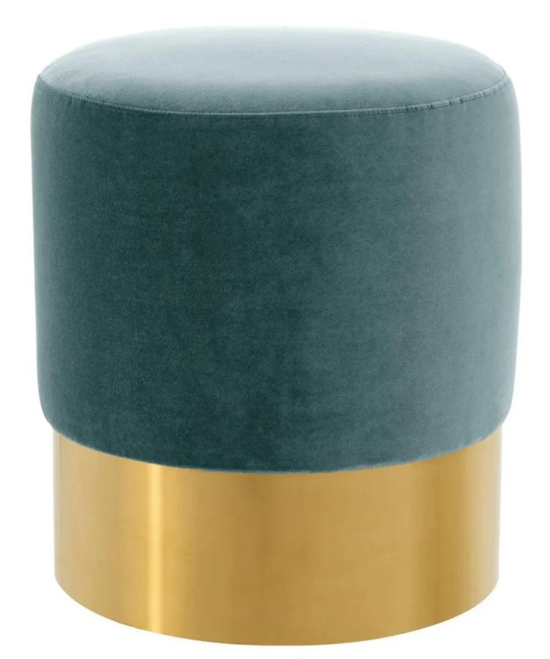 Casa Padrino Luxus Hocker Dunkeltürkis / Gold Ø 40 x H. 45 cm - Hotel Möbel