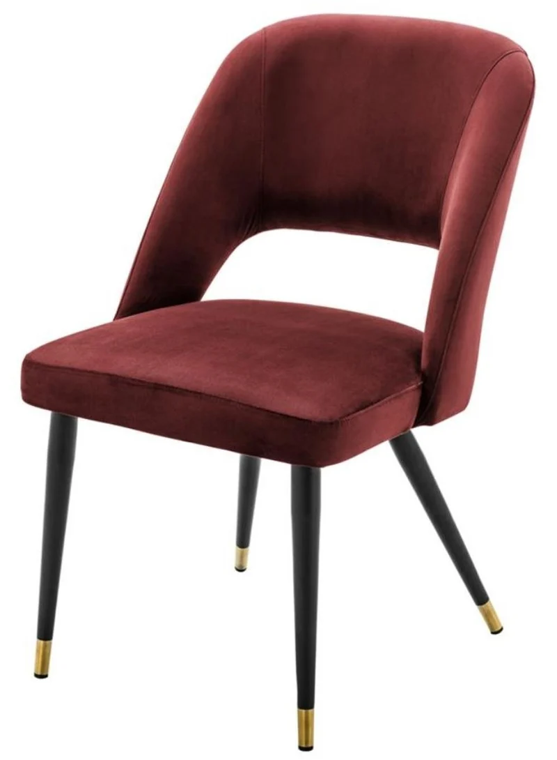 Casa Padrino Luxus Esszimmerstuhl Bordeauxrot / Schwarz 52 x 58 x H. 85 cm - Edler Polsterstuhl für gehobene Ansprüche