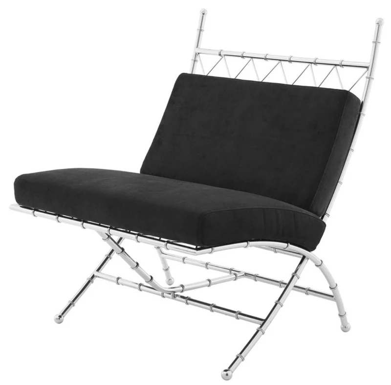 Casa Padrino Luxus Klappstuhl Silber / Schwarz 75 x 81,5 x H. 92 cm - Luxus Möbel