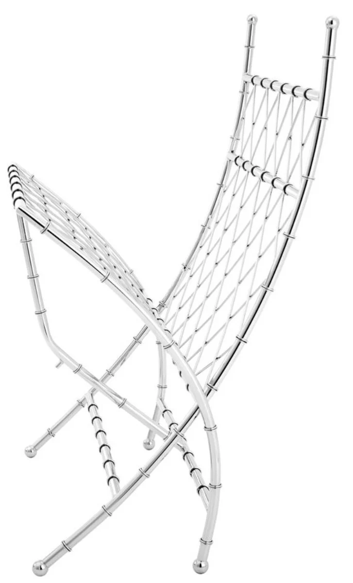 Casa Padrino Luxus Klappstuhl Silber / Schwarz 75 x 81,5 x H. 92 cm - Luxus Möbel